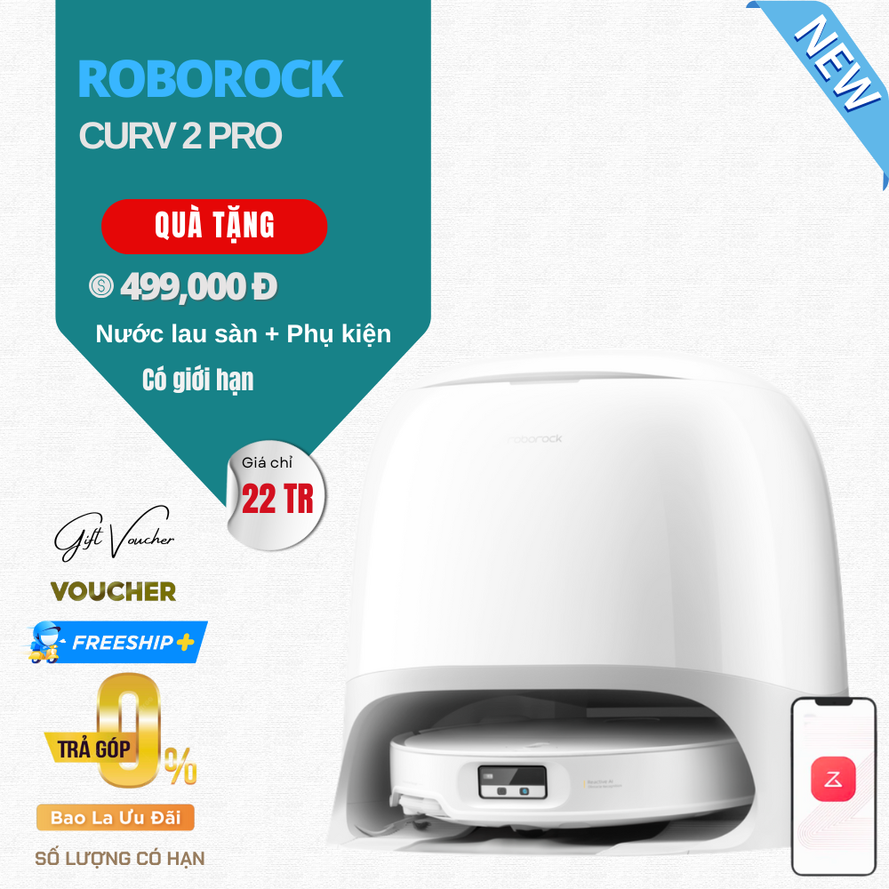 Robot Hút Bụi Lau Nhà Roborock Q Revo Curv 2 Pro - Bản Quốc Tế