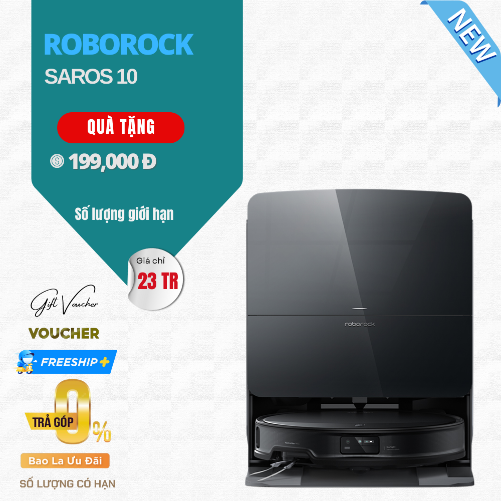 Robot Hút Bụi Lau Nhà Roborock Saros 10 - Bản Quốc Tế