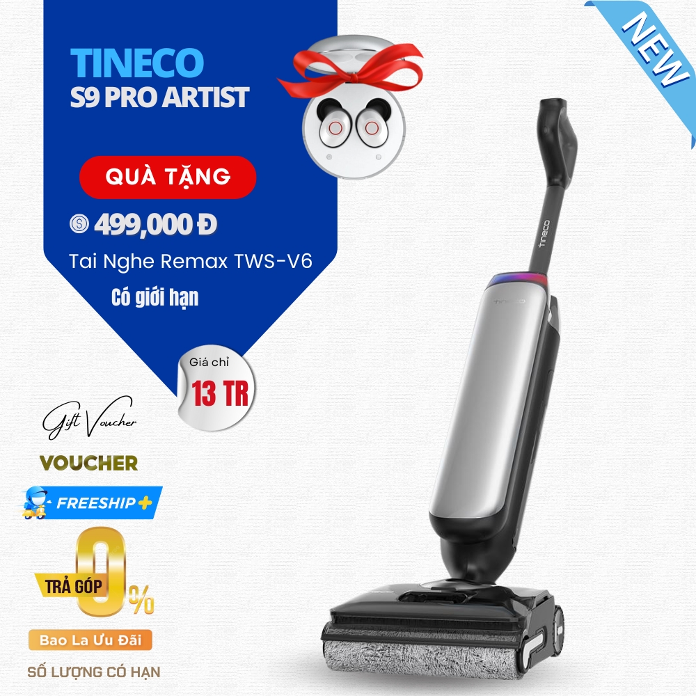 Tineco S9 Artist Steam Gập Nghiêng 180°, Lực Hút 22.000 Pa - Bản Quốc Tế