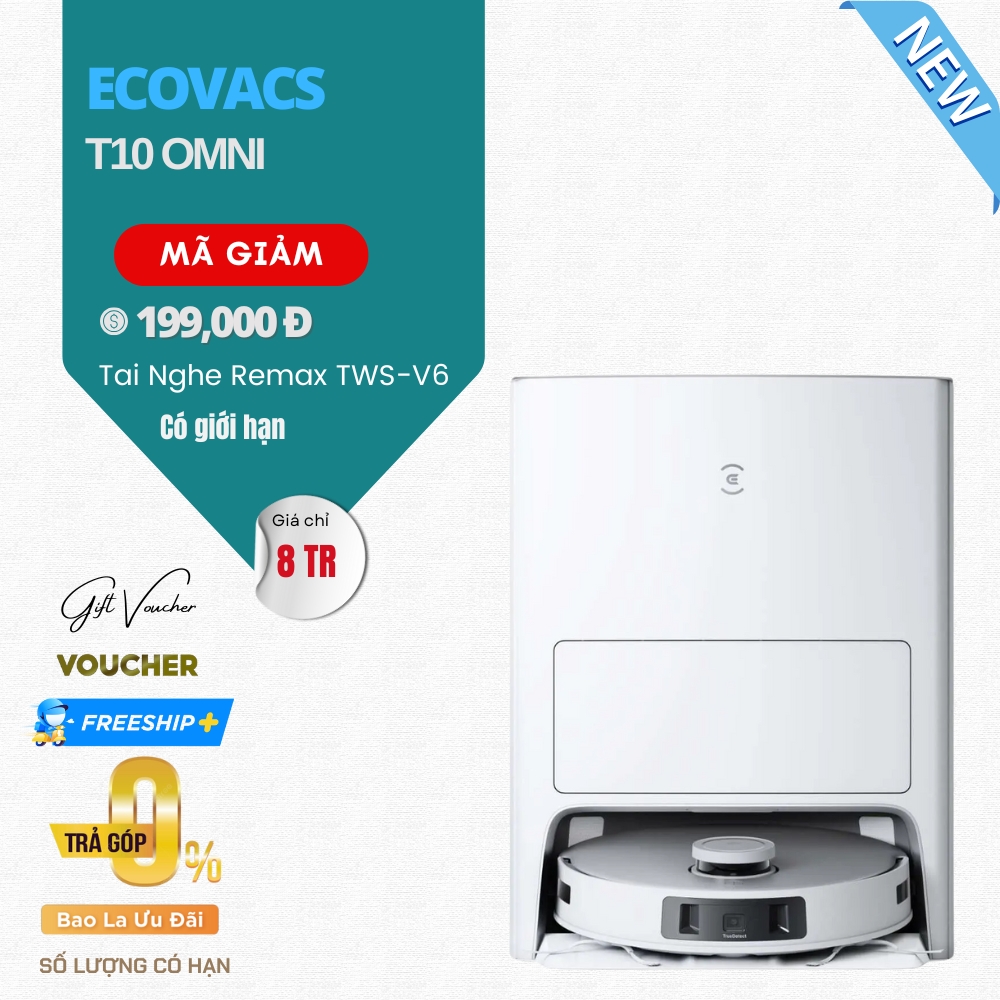 Robot Hút Bụi Lau Nhà Ecovacs T10 Omni Lực 5.100 Pa - Bản Nội Địa