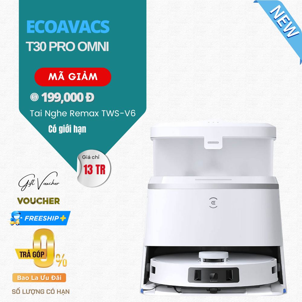 Robot Hút Bụi Lau Nhà Ecovacs T30 Pro Omni Xòe Giẻ 11.000 Pa - Bản Quốc Tế
