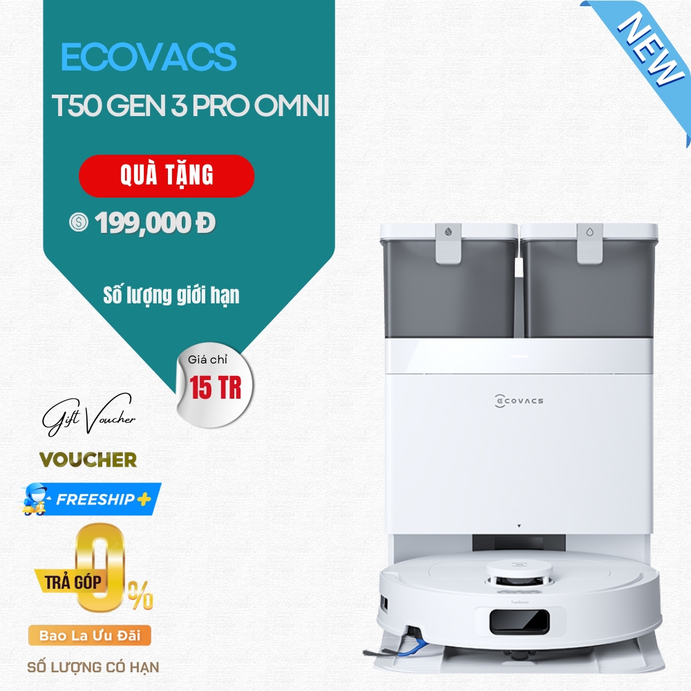 Robot Hút Bụi Lau Nhà Ecovacs Deebot T50 Pro Omni Gen 3 - Bản Quốc Tế