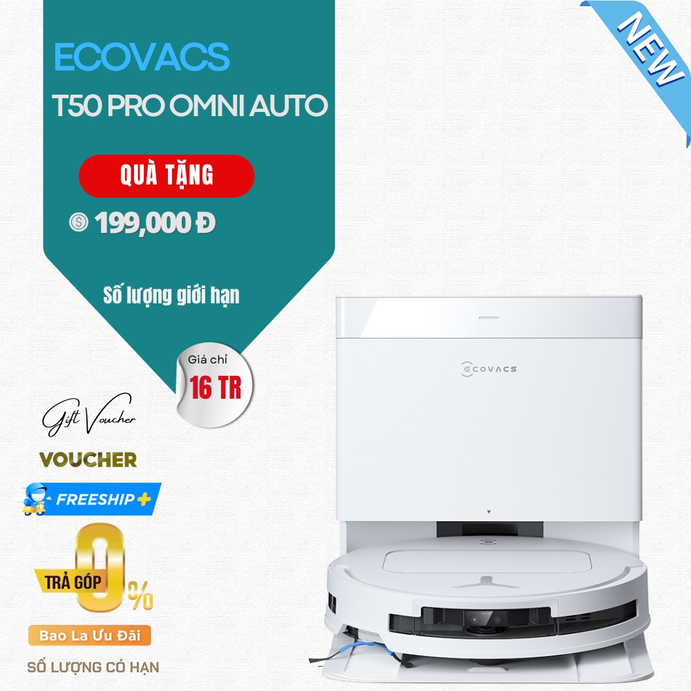 Robot Hút Bụi Lau Nhà Ecovacs T50 Pro Omni Auto - Bản Quốc Tế
