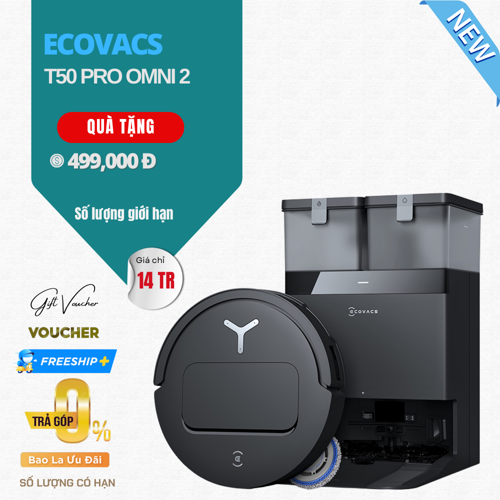 Robot Hút Bụi Lau Nhà Ecovacs Deebot T50 Pro Omni Gen 2 - Bản Quốc Tế