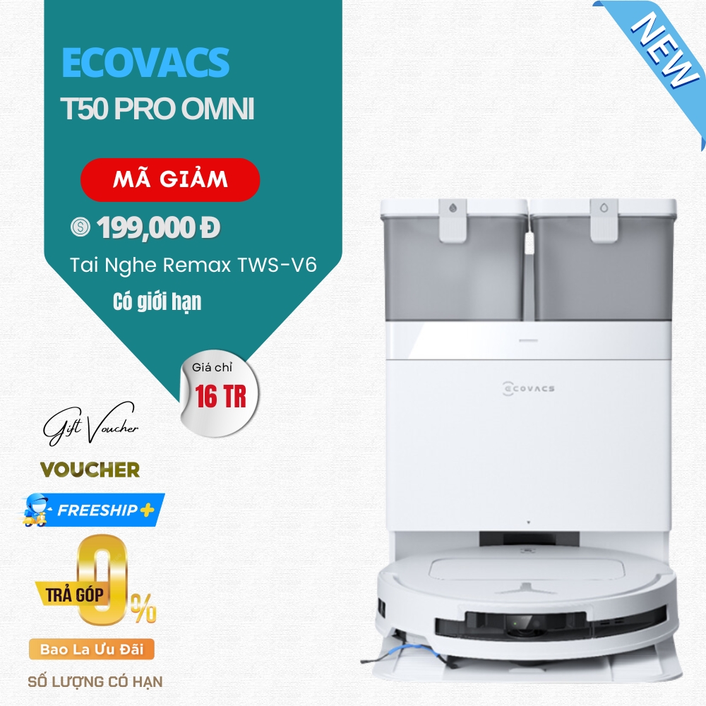 Robot Hút Bụi Lau Nhà Ecovas T50 Pro Omni Lực Hút 15.000 Pa - Bản Quốc Tế