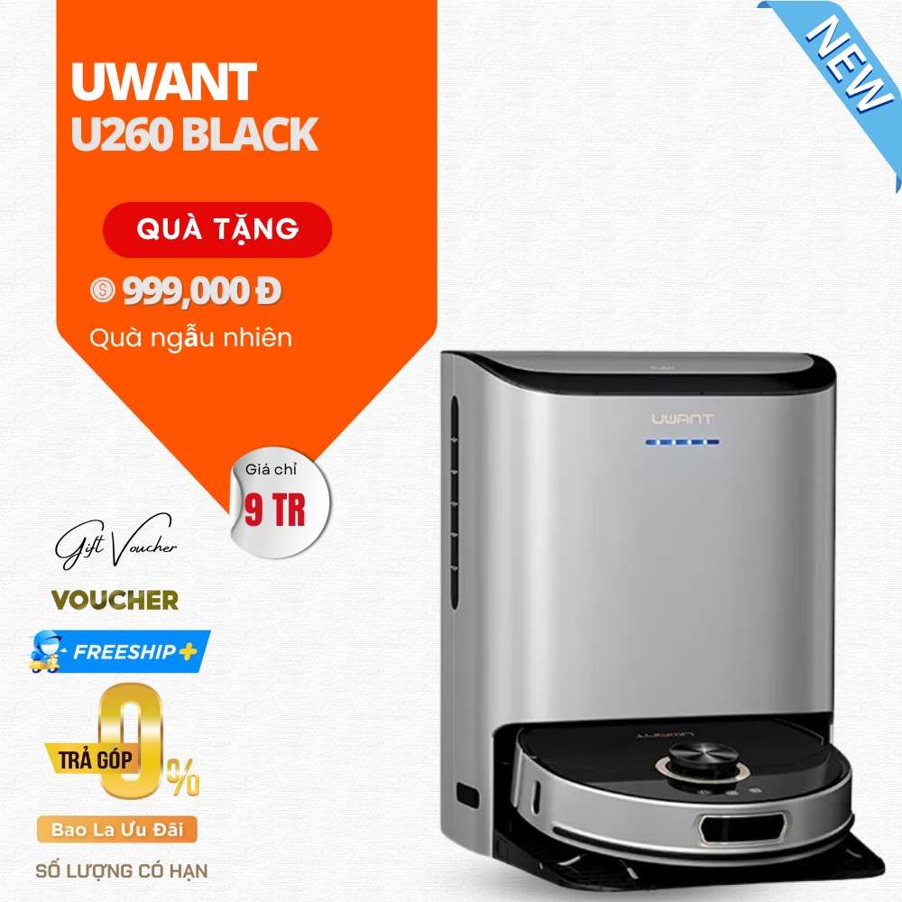Robot Hút Bụi Lau Nhà Uwant U260 Xòe Giẻ Lực Hút 7000 Pa