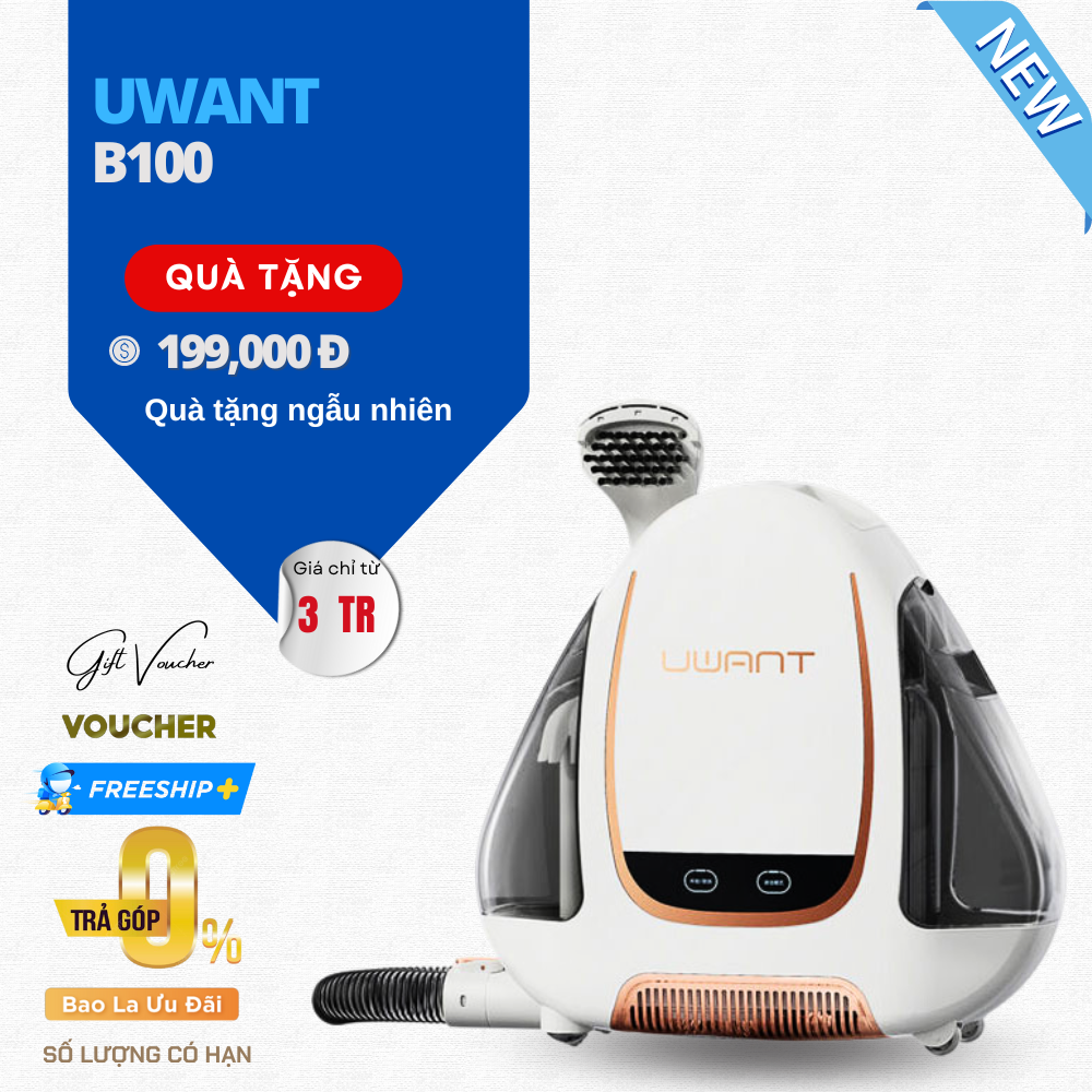 Máy Vệ Sinh Thảm Sofa Uwant B100 Lực Hút 12.000 Pa - Bản Quốc Tế