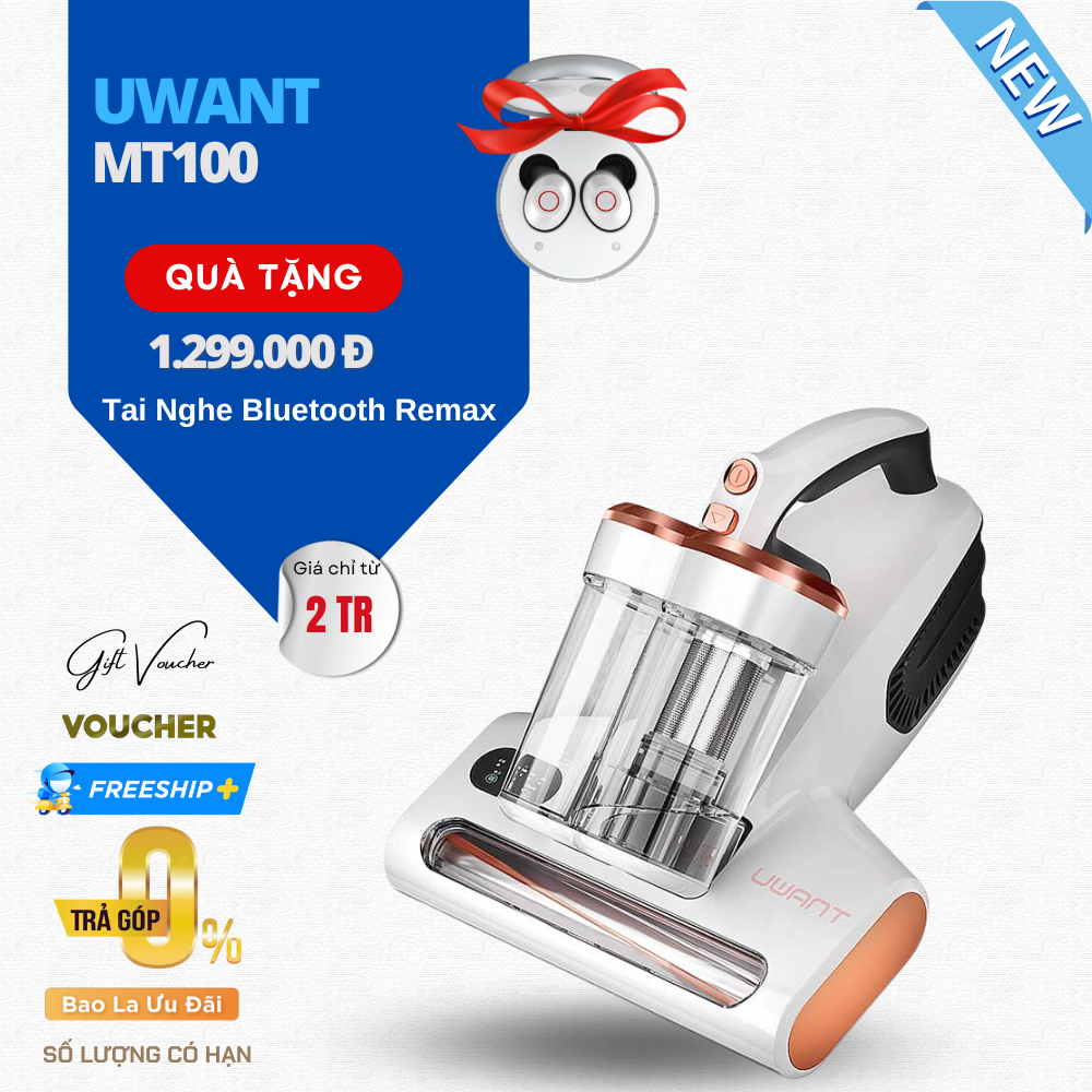 Máy Bút Bụi Đệm Giường Uwant MT100 - Công Suất 500 W - Hàng Chính Hãng
