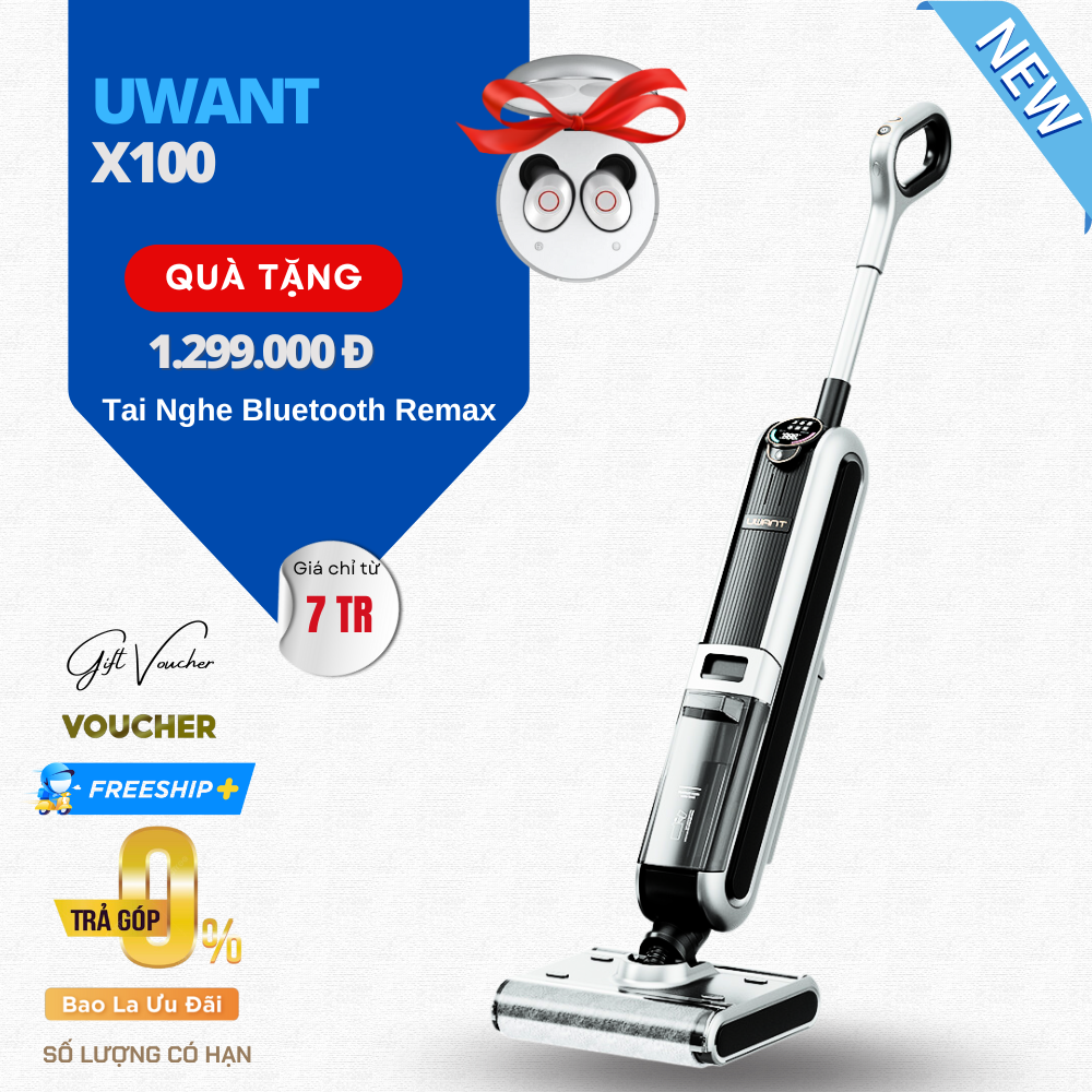 Máy Hút Bụi Lau Sàn Uwant X100 - Công Suất Hoạt Động 250W Lực hút 10.000 Pa - Hàng Chính Hãng