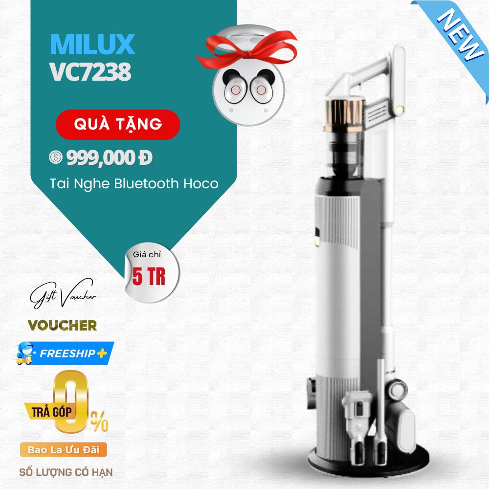 Máy Hút Bụi Mi-Lux VC7238 Tự Đổ Rác Lực Hút 30.000 Pa Diệt Khuẩn UV - Hàng Chính Hãng