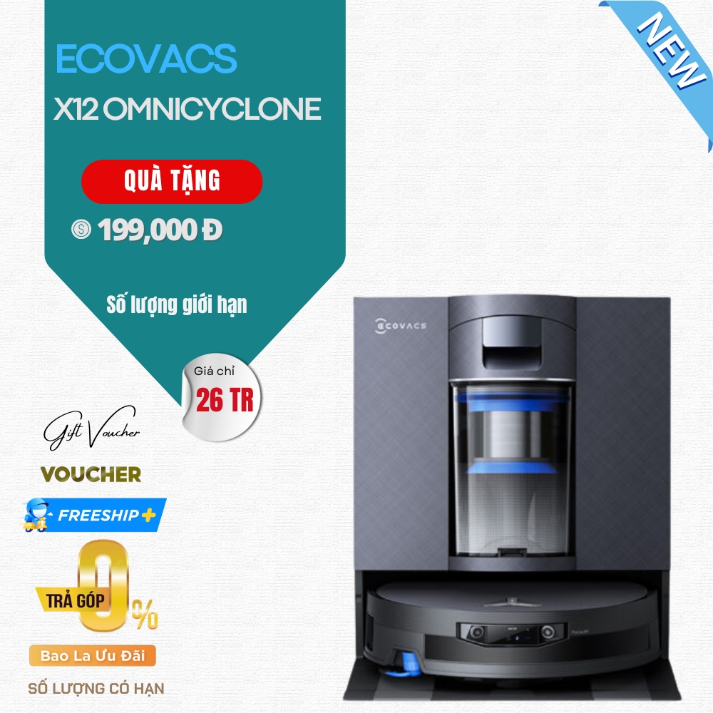 Robot Hút Bụi Lau Nhà Ecovacs Deebot X12 OmniCyclone – Bản Quốc Tế