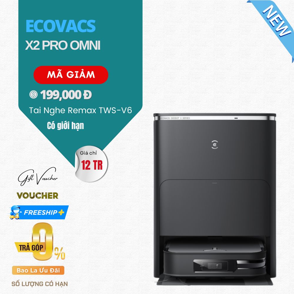 Robot Hút Bụi Lau Nhà Ecovacs X2 Omni Lực Hút 8000 Pa - Bản Quốc Tế