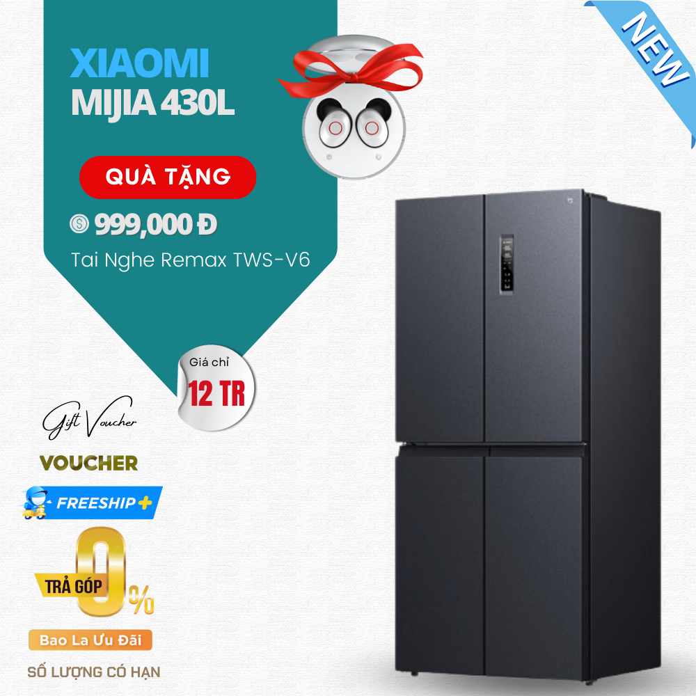 Tủ Lạnh Xiaomi Mijia 430L – Siêu Tiết Kiệm Điện Có Ngăn Đông Mềm, Kháng Khuẩn 99.99%, Kết Nối App Xiaomi Thông Minh - Hàng Nhập Khẩu
