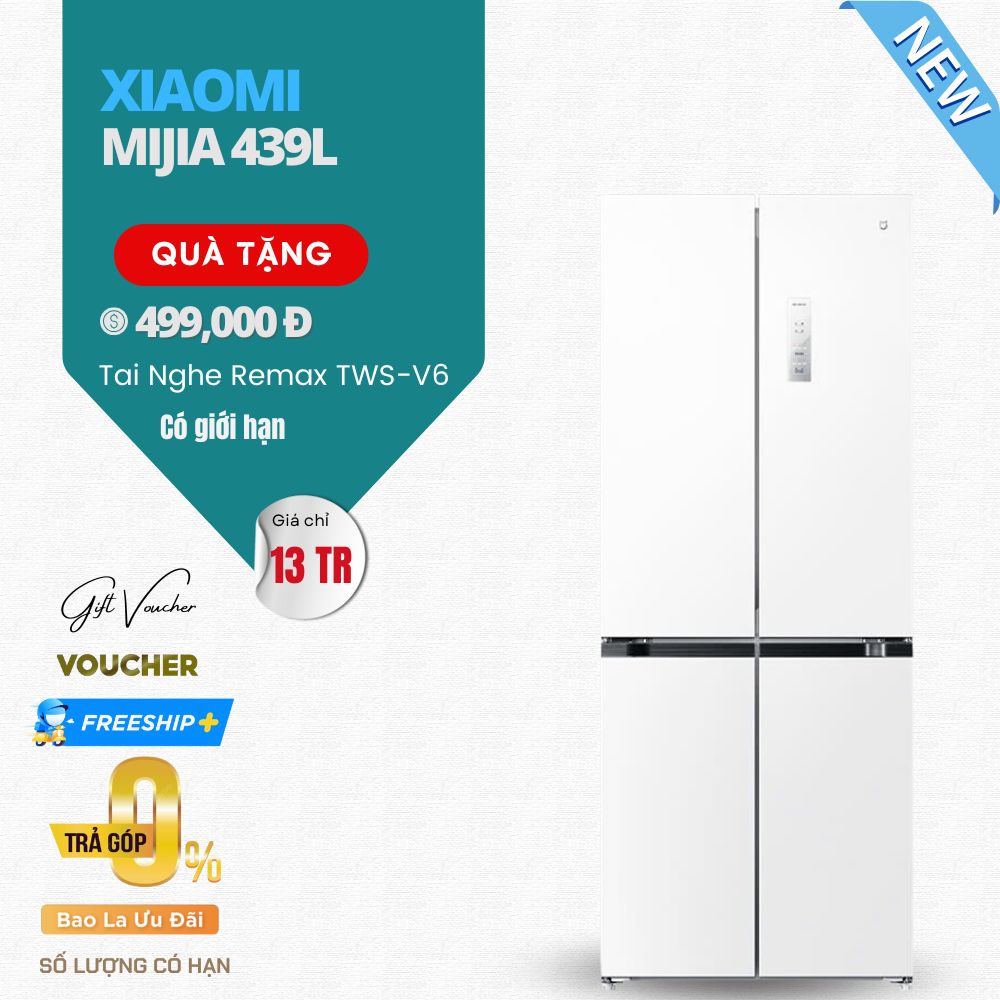 Tủ Lạnh Xiaomi Mijia 439L 4 Cánh - Mặt Pha Lê, Ngăn Đông Mềm