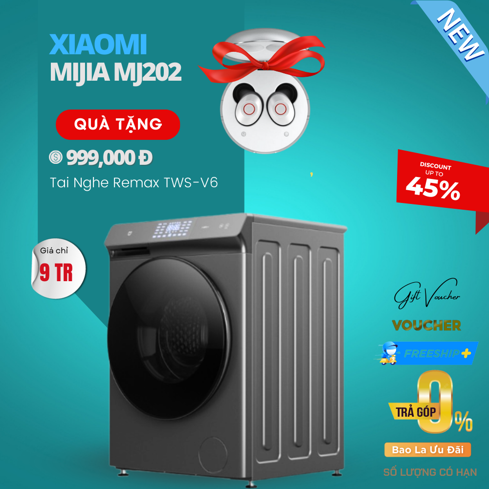 Máy Giặt Sấy Xiaomi Mijia MJ202  – Giặt 10kg, Sấy 7kg Gồm 22 Chương Trình Giặt Đa Dạng - Hàng Nhập Khẩu