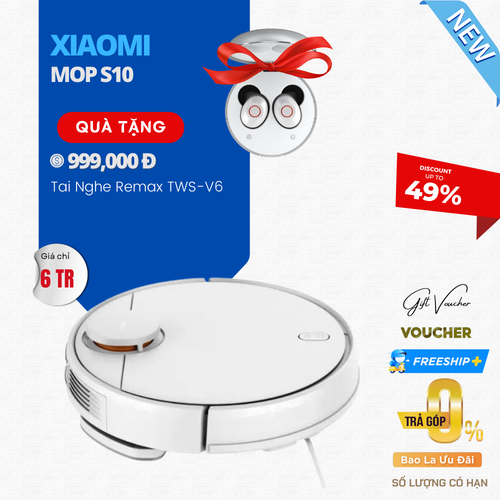 Robot Hút Bụi Lau Nhà Xiaomi Vacuum Mop S10 Công Nghệ Định Vị Laser LDS Lập Kế Hoạch Lau Dọn Dễ Dàng Lưu Nhiều Bản Đồ Lực Hút 4000 Pa - Hàng Chính Hãng