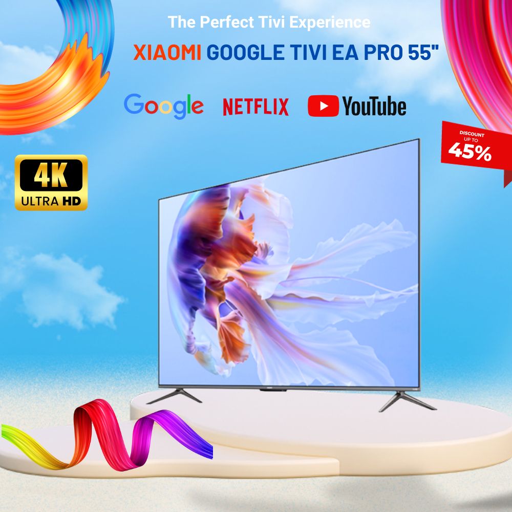 Tivi Thông Minh Xiaomi EA Pro 55 Inch Siêu Mỏng – Màn Hình Phân Giải 4K UHD Kết Nối Internet Mạng LAN - Bản Nhập Khẩu