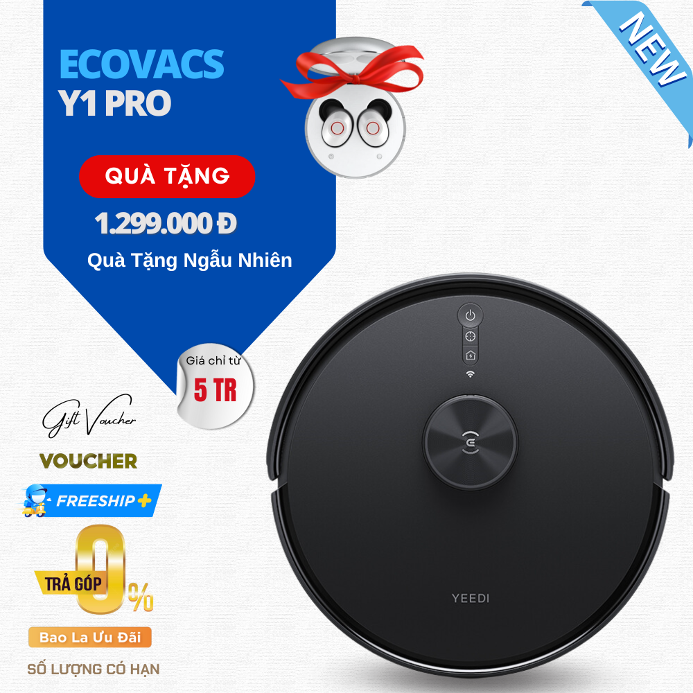 Robot Hút Bụi Lau Nhà Ecovacs Deebot Y1 Pro Lực 6.500 Pa - Bản Quốc Tế