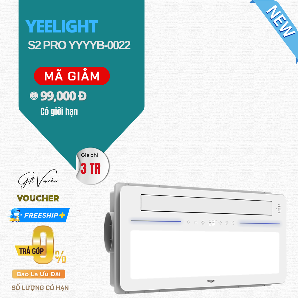Máy Sưởi Nhà Tắm Yeelight S2 Pro YYYYB-0022 – Khử Trùng Plasma, Công Suất 2800W