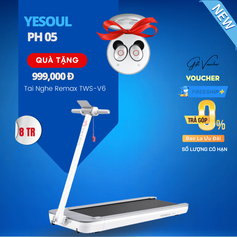 Máy Chạy Bộ Gấp Gọn Xiaomi Yesoul PH5 Thiết Kế Mỏng Nhỏ Gọn,Thảm Chạy Đàn Hồi 4 Lớp, Công Suất 920 W - Hàng Chính Hãng