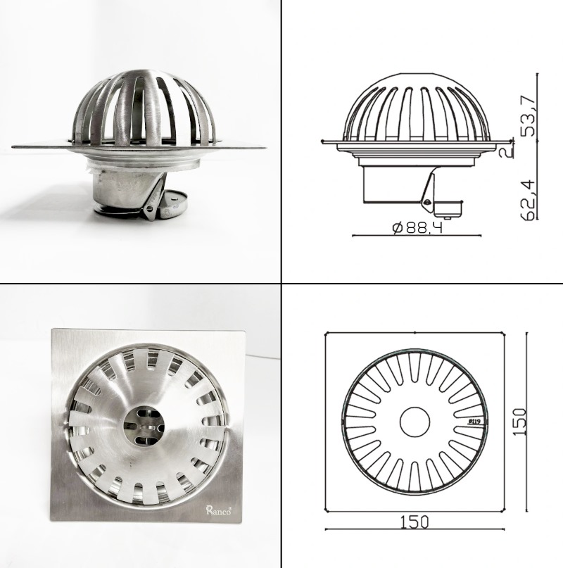 bản vẽ chi tiết thoát sàn RC-504L