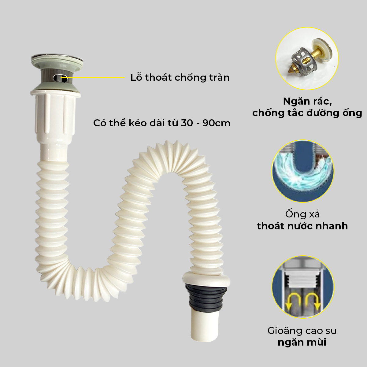 Xi phông lavabo chậu rửa tay dạng nhấn RC-901