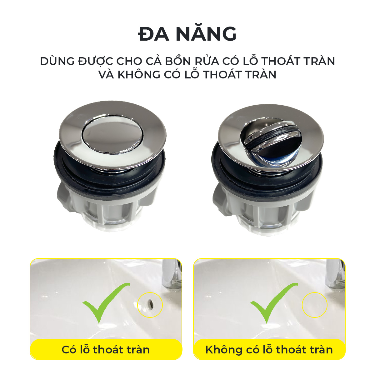 Xi phông chậu rửa tay xả lật mặt inox RC-902