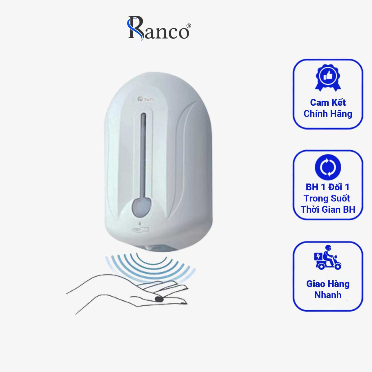 Bình Đựng Nước Rửa Tay, Sữa Tắm RANCO,Dung Dịch Sát Khuẩn,Hộp Đựng Nước Rửa Tay Khô Xinda Tự Động 1100ml – ZYQ110