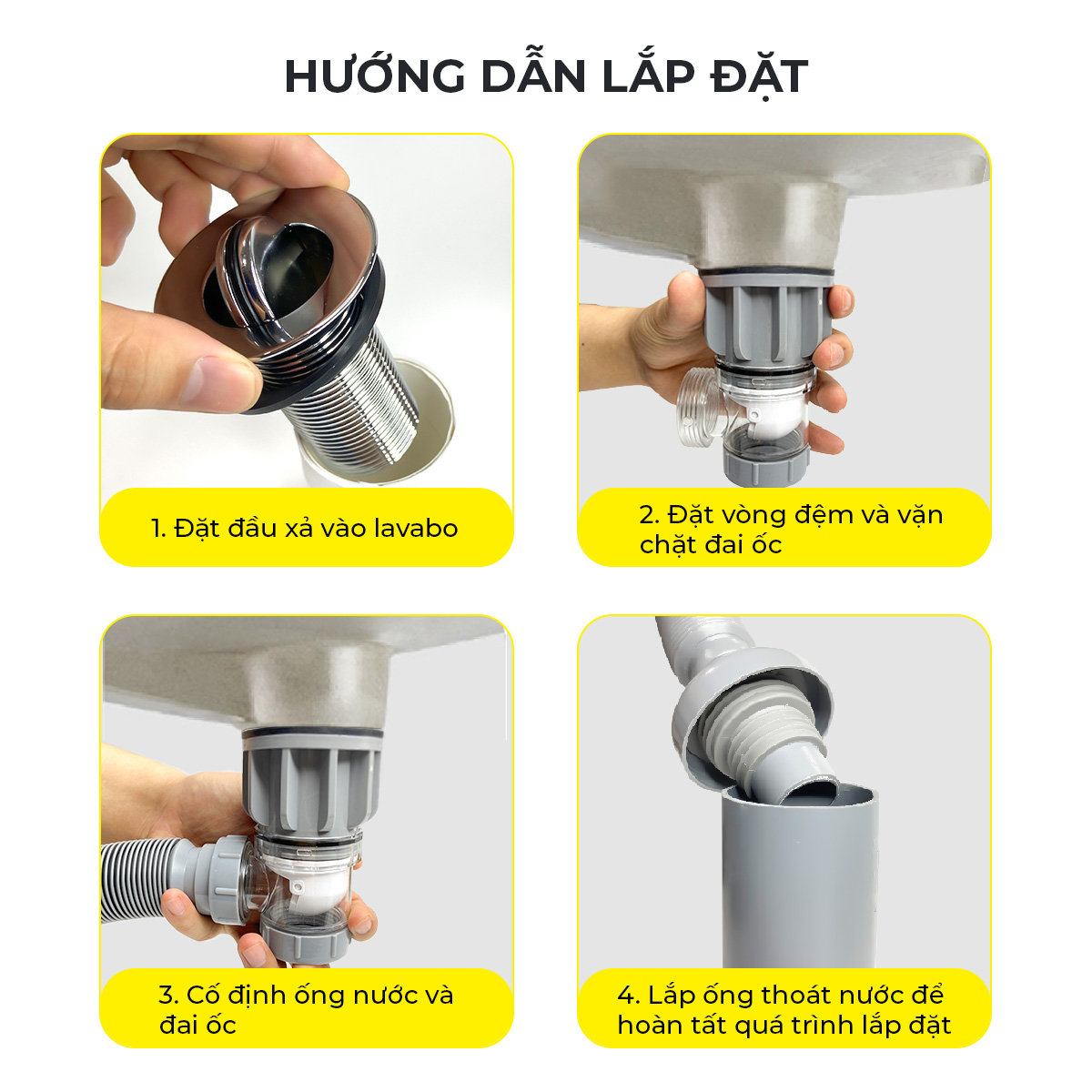 Xi phông chậu rửa tay xả lật mặt inox RC-902