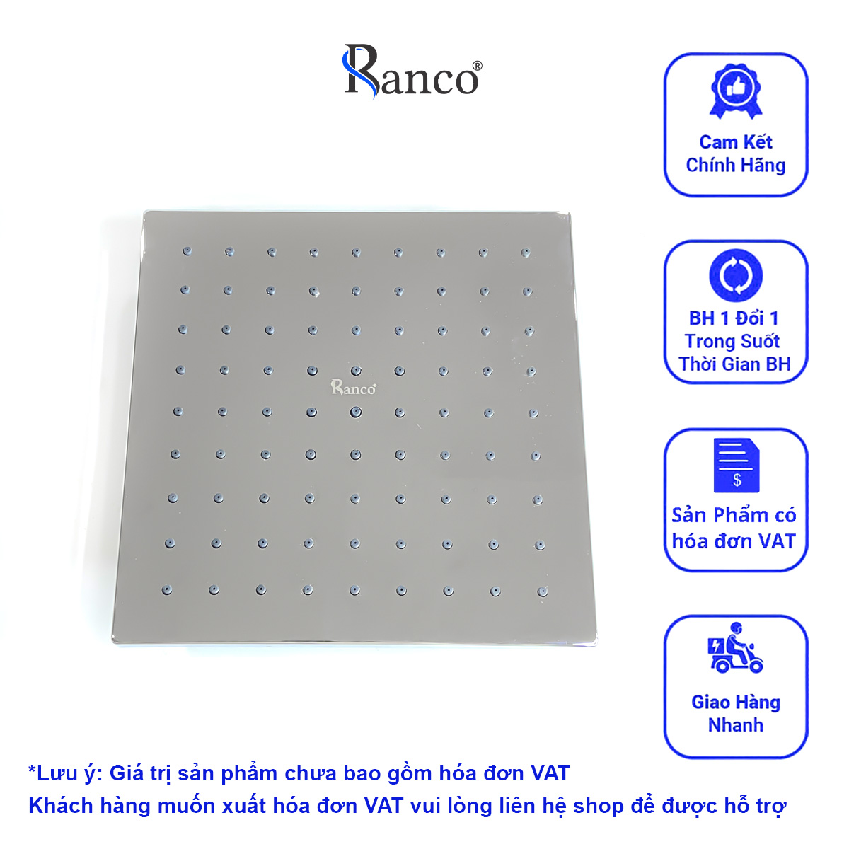 Bát sen cây tắm đứng, bát sen vuông to 20x20cm RANCO sáng bóng mát xa dày dặn RO-121V