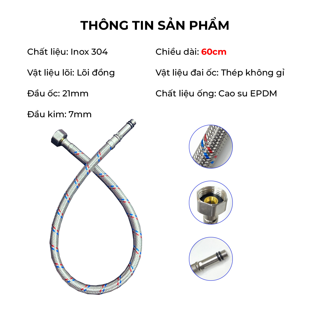 Dây cấp nước một đầu BF+F+LM 0.6M