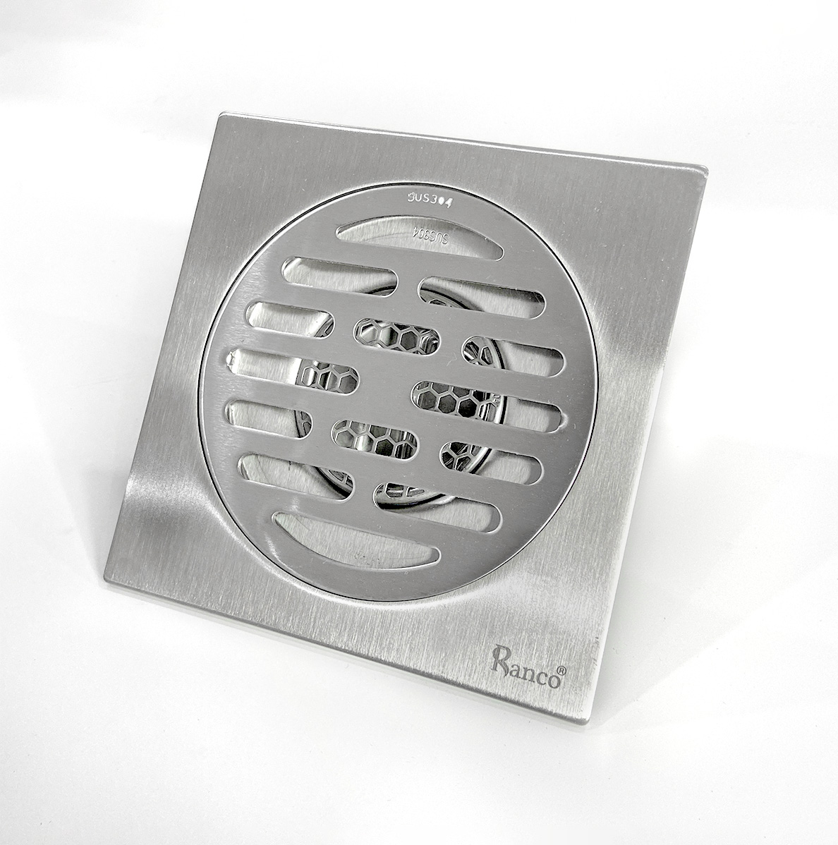 Phễu thoát sàn, ga thoát sàn ngăn mùi RANCO 15cm inox 304 ngăn rác thoát nước nhanh phi 69 RO-256A