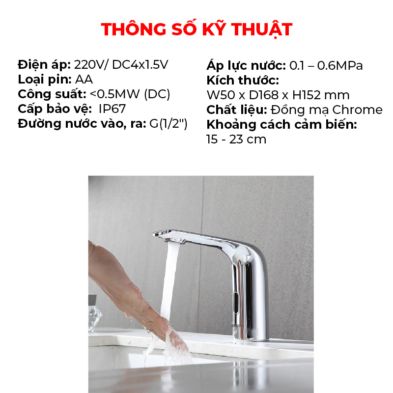 Bộ vòi chậu rửa tay cảm ứng  1 đường lạnh RC - 1203C