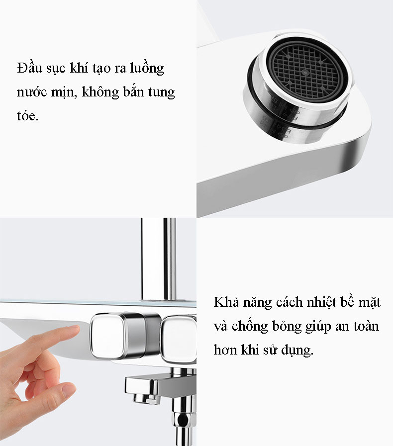 Bộ cây vòi sen tắm ba chức năng A-78  Công nghệ điều nhiệt thông minh, an toàn và sang trọng