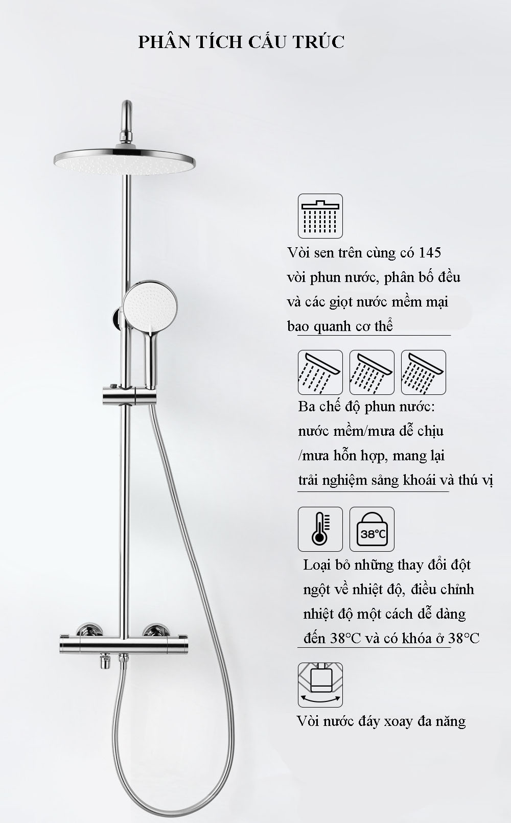 CÂY SEN TẮM ĐỨNG NÓNG LẠNH RANCO RC-J86 – THIẾT KẾ HIỆN ĐẠI, CHẤT LƯỢNG CAO