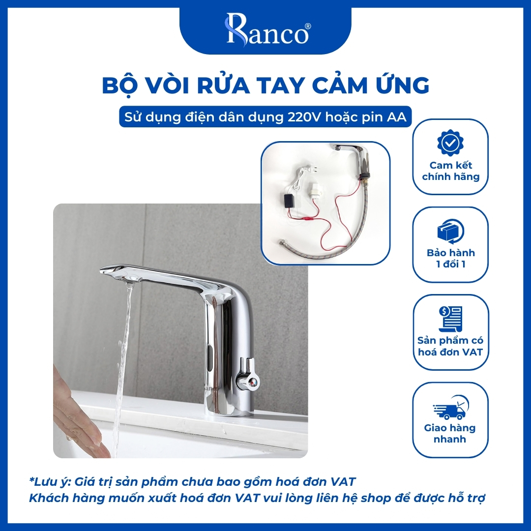 Bộ vòi chậu rửa tay cảm ứng nóng lạnh RC - 1205