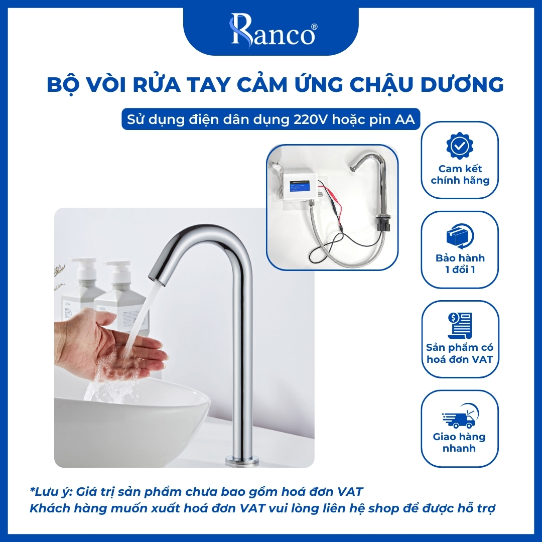 Bộ vòi chậu rửa tay cảm ứng 1 đường lạnh RC - 150C
