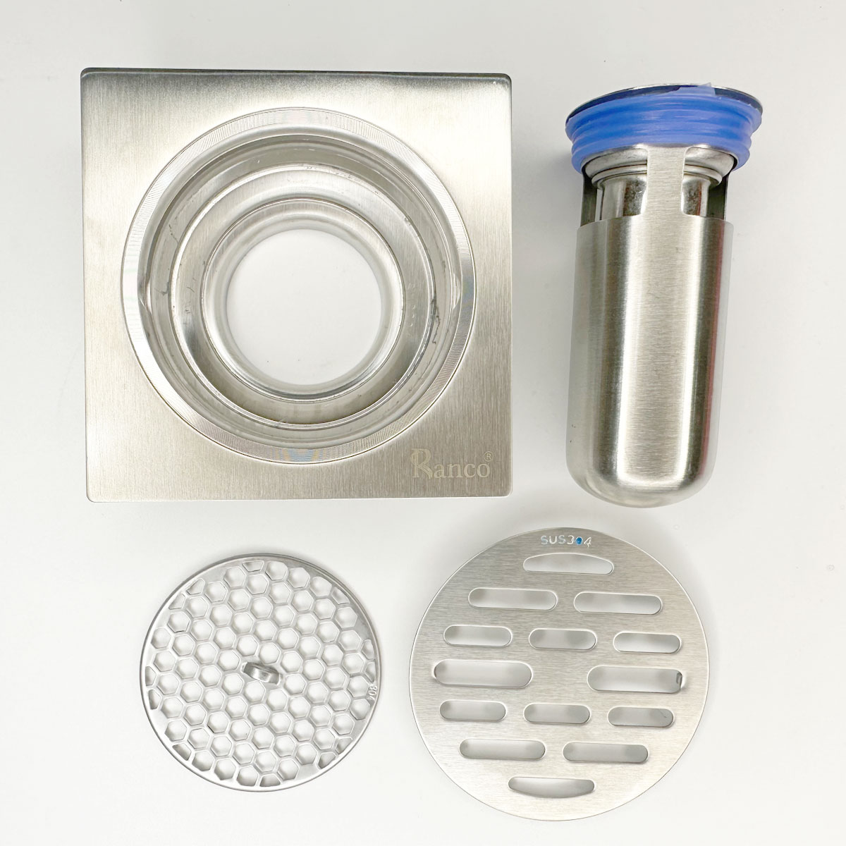 Ga thoát sàn inox 304 phi 45.6 phù hợp ống 60, 76mm RC-402E