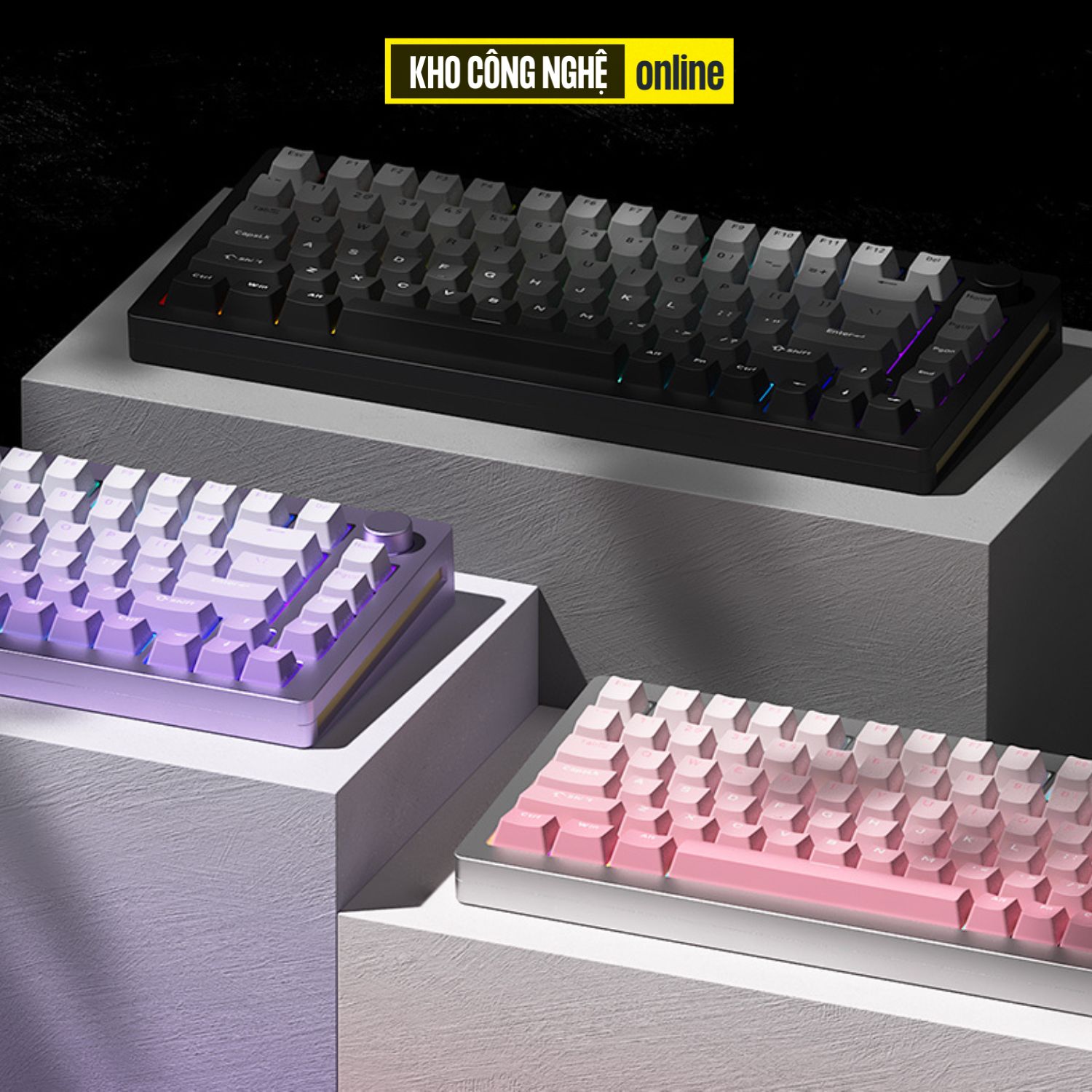 Monsgeek M1W & M7W - Bàn Phím Cơ Nhỏ Gọn Led RGB, Full Nhôm Có 3 Mode