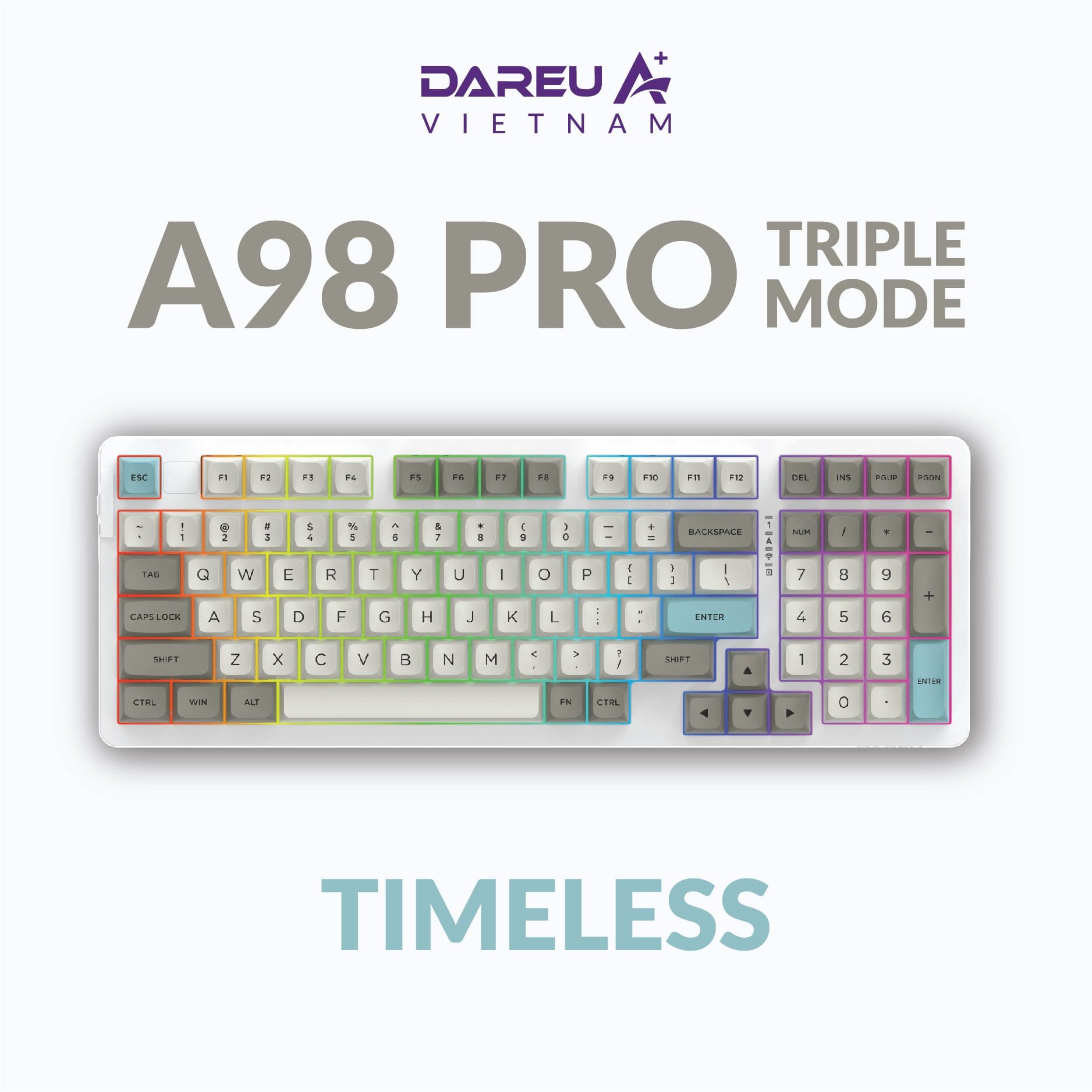 Bàn phím cơ gaming Dareu A98 PRO II (Bluetooth 5.0 / Wireless 2.4Ghz / Hotswap / DAREU Dream Switch)