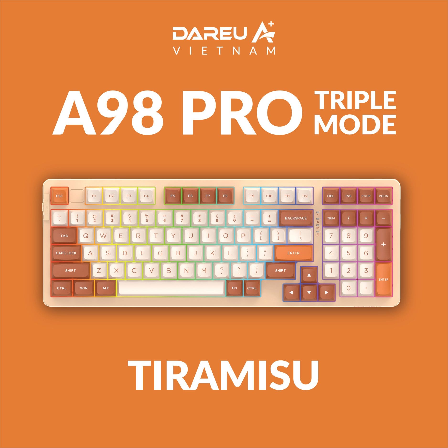 Bàn phím cơ gaming Dareu A98 PRO II (Bluetooth 5.0 / Wireless 2.4Ghz / Hotswap / DAREU Dream Switch)