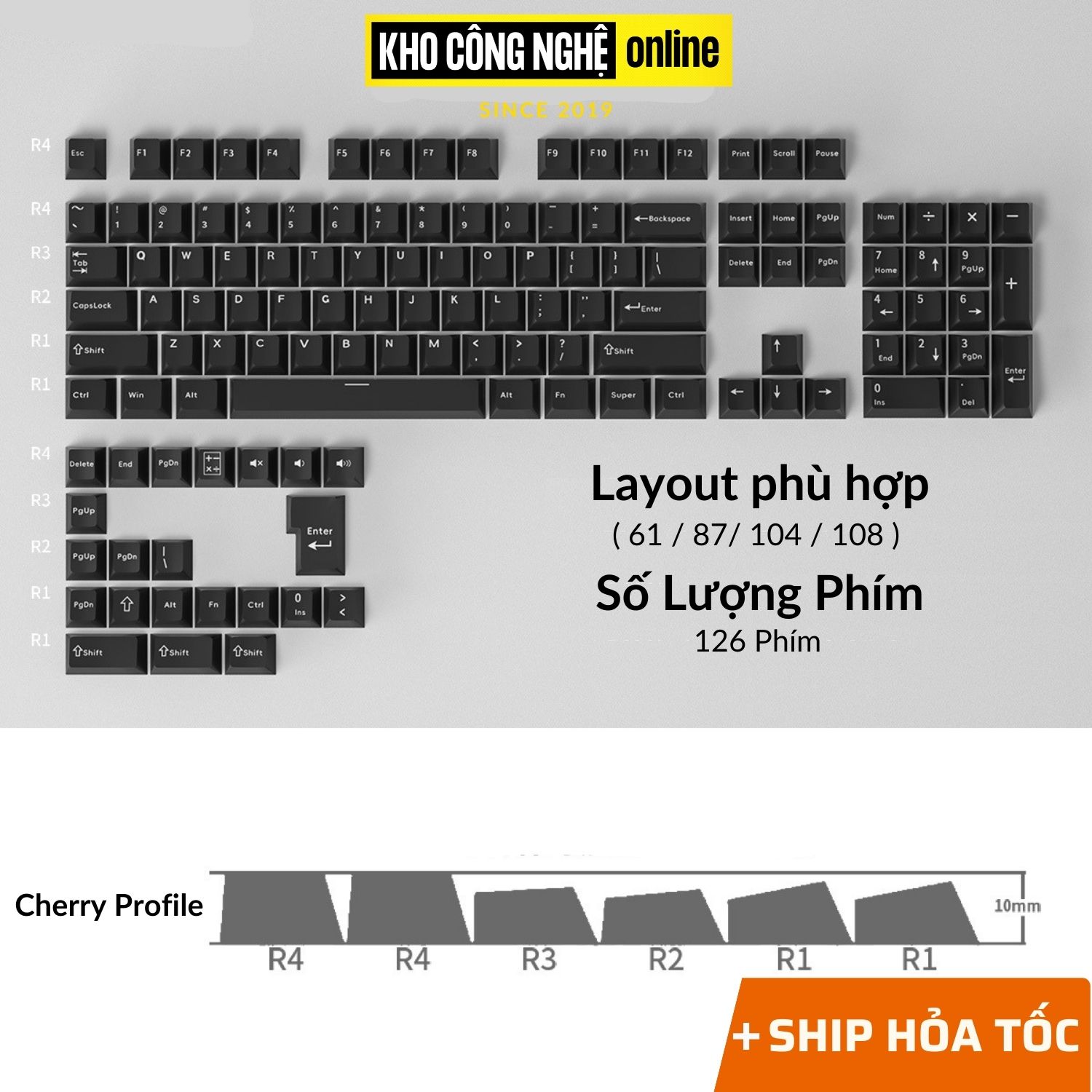 Bộ keycap PBT double shot 126 phím