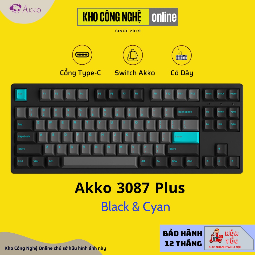 Bàn Phím Cơ AKKO 3087 Plus Black & Cyan | 3087 Plus Prunus Lannesiana (Foam tiêu âm / AKKO CS switch)