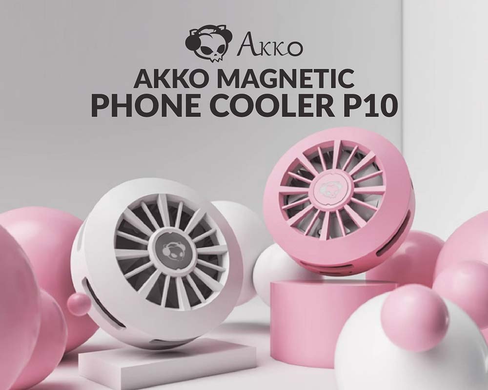 Quạt tản nhiệt điện thoại AKKO Magnetic Phone Cooler P10 (Trắng / Hồng)