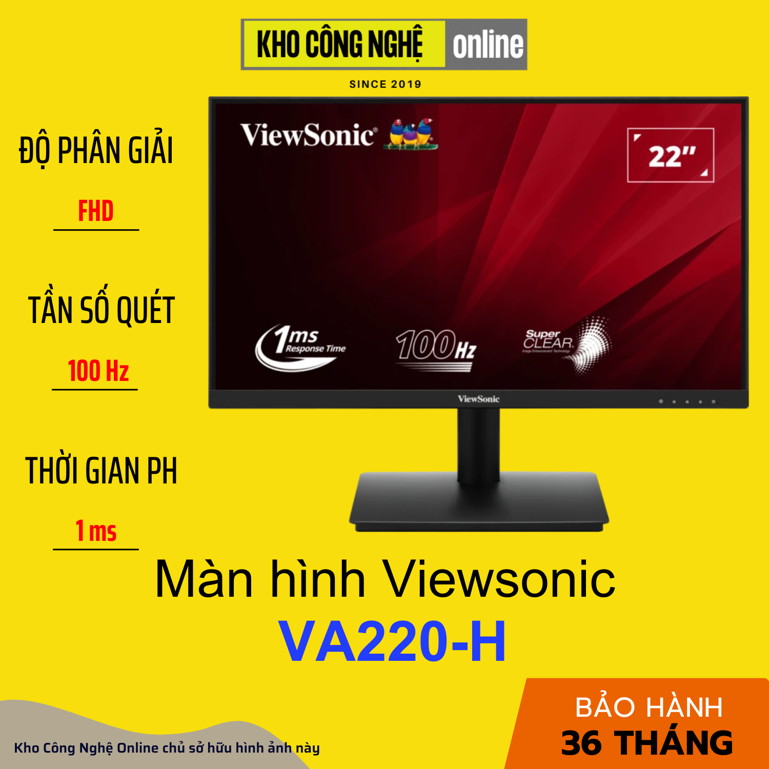 Màn hình ViewSonic VA220-H 22 inch, Full HD, 1ms, VA, 100Hz