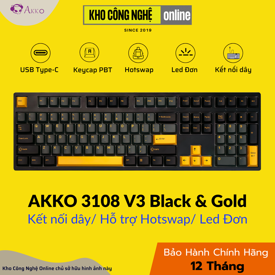 Bàn phím AKKO 3108 V3 Black & Gold