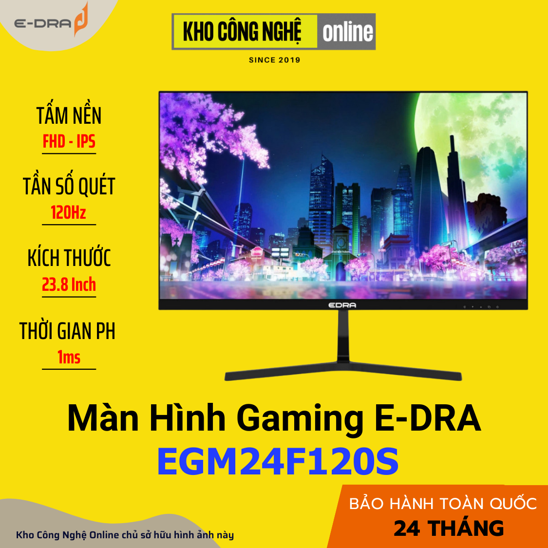 Màn hình gaming EDRA EGM24F120S 24 inch FullHD 120hz