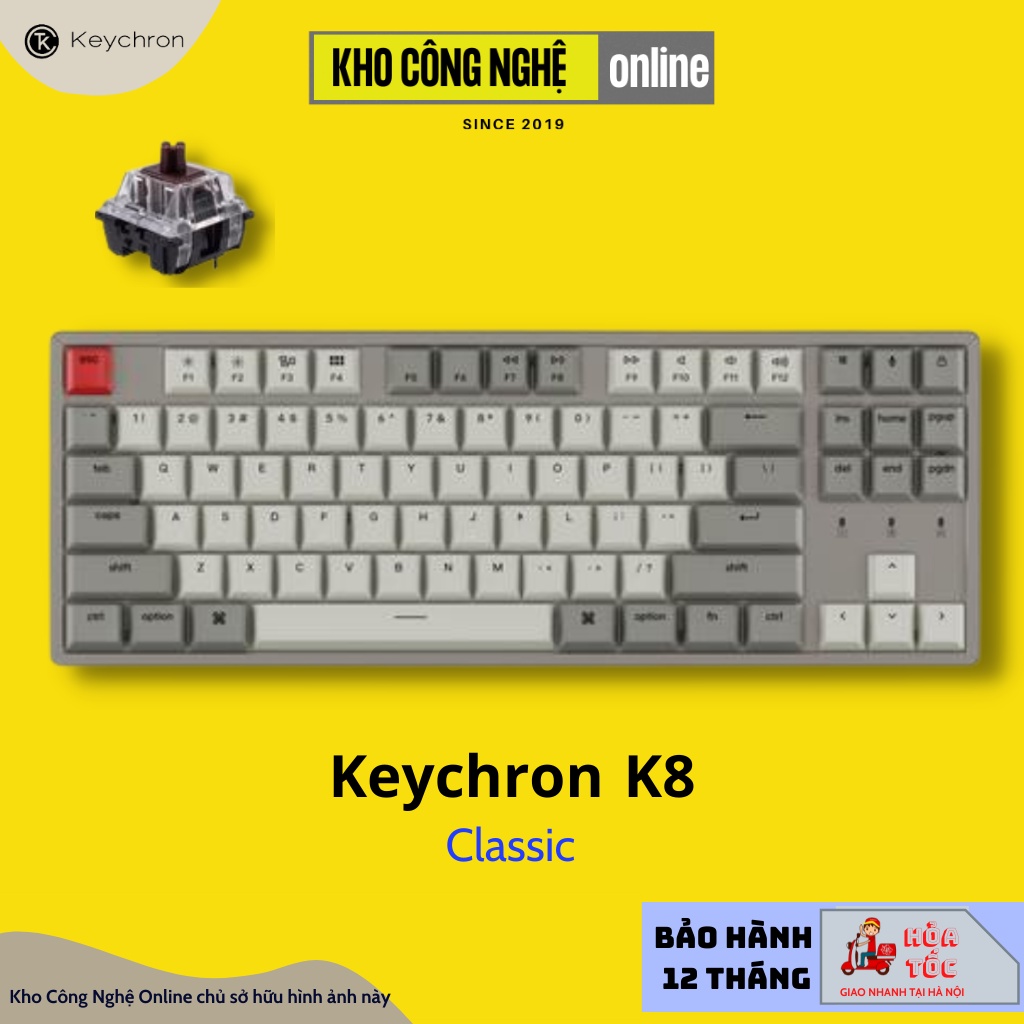Bàn Phím Cơ Không Dây Keychron K8 HotSwap - Không Led | Keychron Switch