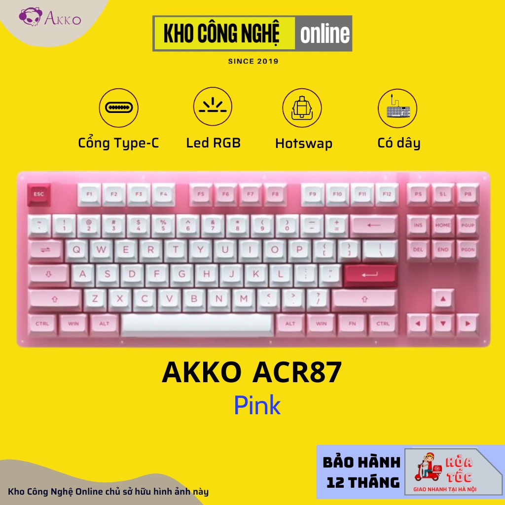 Bàn phím cơ AKKO ACR87 pink (Hotswap / RGB / AKKO CS sw Jelly Blue)