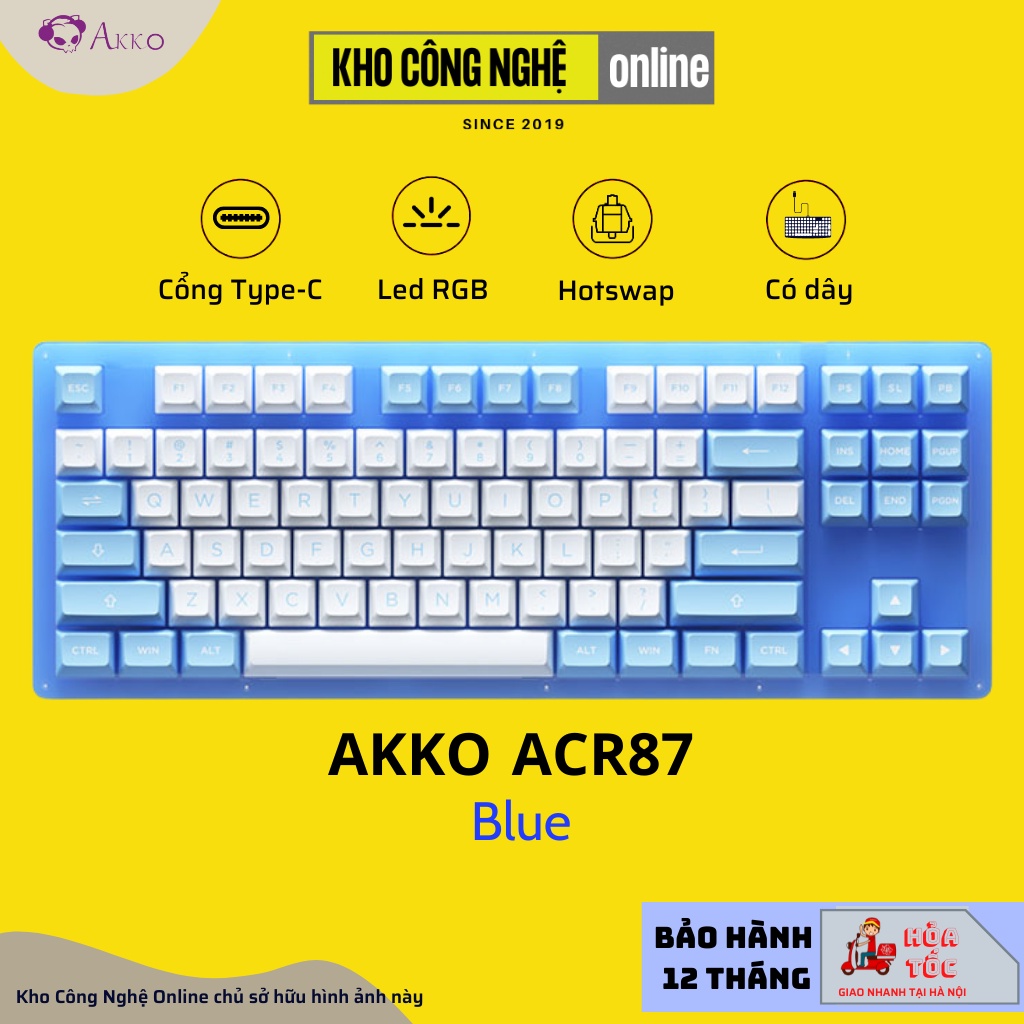 Bàn phím cơ AKKO ACR87 Blue (Hotswap / RGB / AKKO CS sw Jelly Blue)